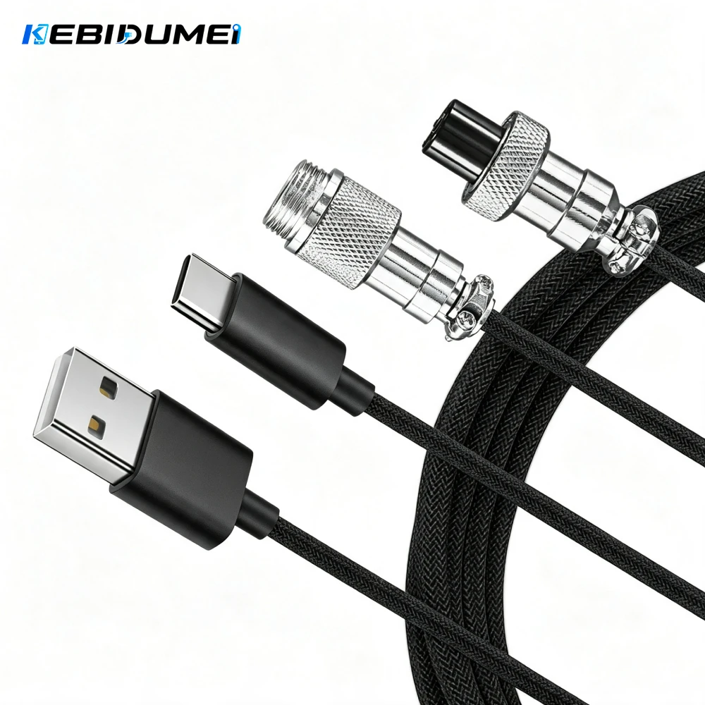 KEBIDUMEI USB Typ C Mechanisches Tastatur-Spiralkabel Aviator-Spiralkabel für Gaming-Desktop-Computer Luftfahrt-Steckverbinderkabel