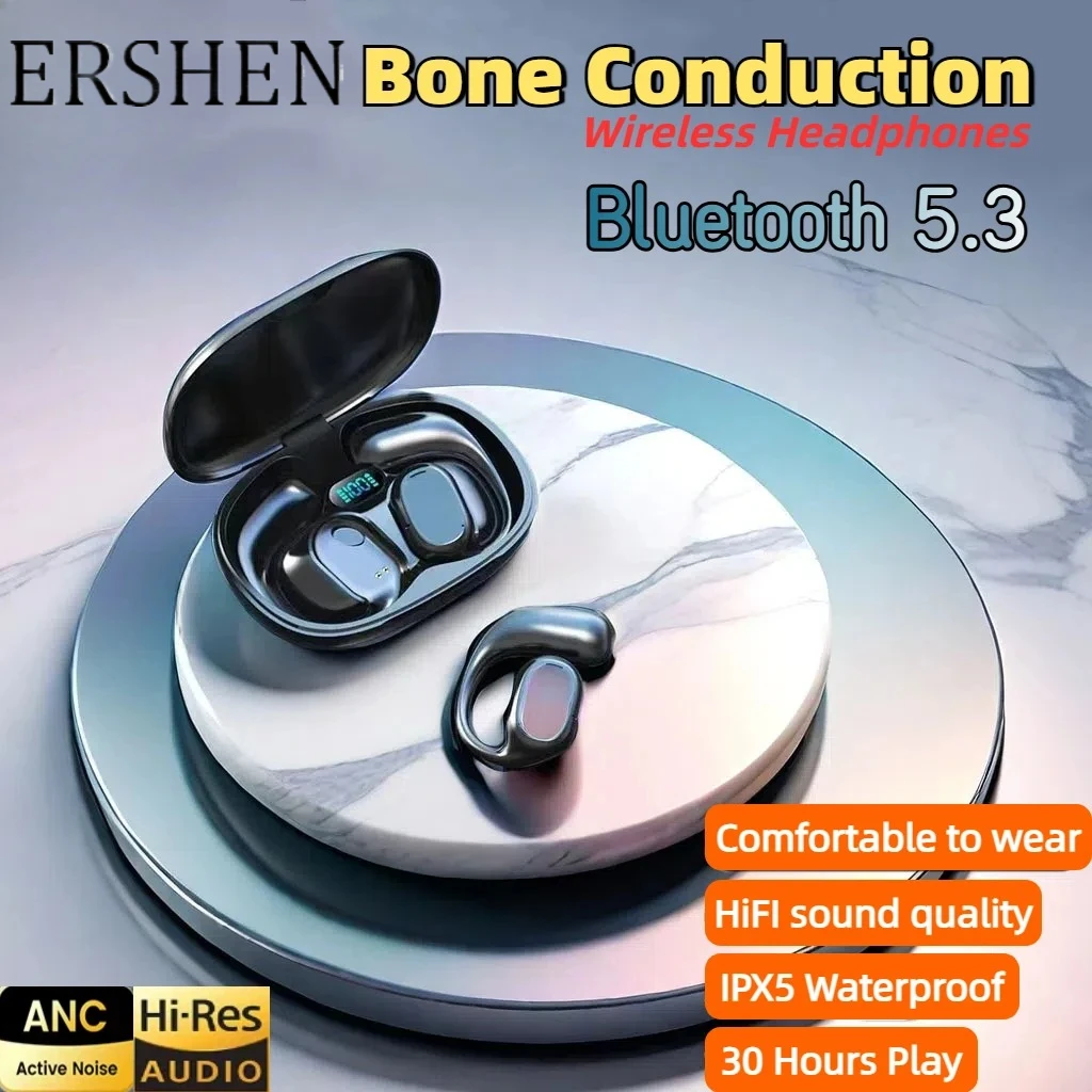 

Original Bone Conduction Bluetooth Earphones Ear Earbuds Wireless Headphone Hifi Headsets With Mic for Sports Game New