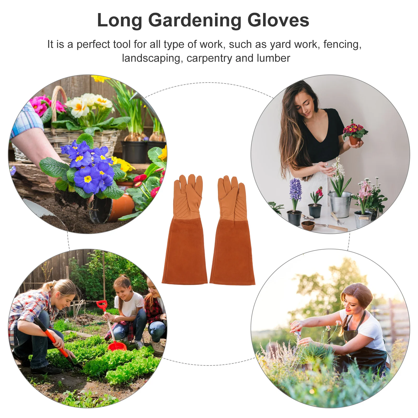 

1Pair Extended Wrist Protective Gloves Adjustable Fit Heavy Duty Work Gloves for Gardening Fencing Landscaping Outdoor Use