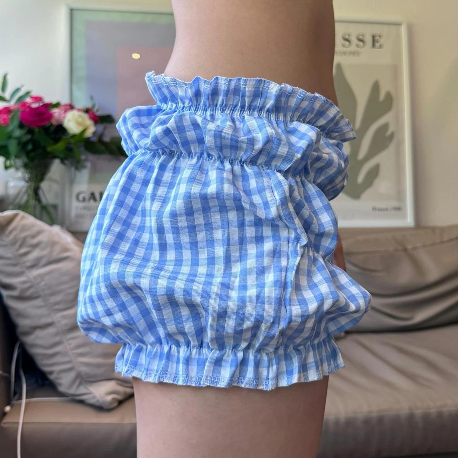 Womens Ruffle Bloomers Shorts Layered Pettipants Victorian Pumpkin Pants Panties Booty Shorts Lolita Dress Safety Shorts