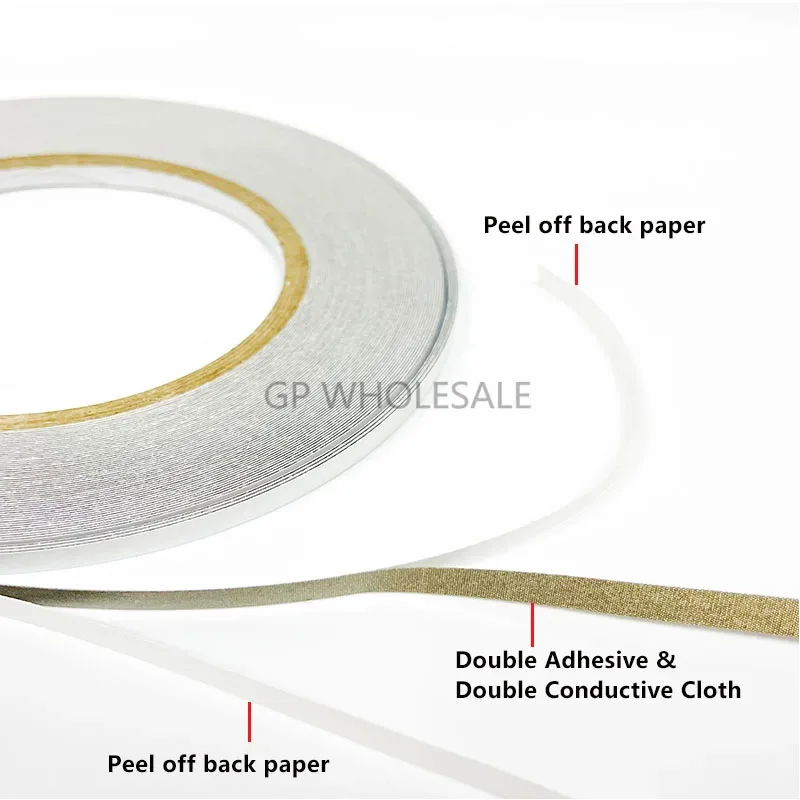 

5 мм двухсторонняя клейкая проводящая тканевая лента для ПК, ноутбука, мобильного телефона, крепления ЖК-кабеля, экранирования от электромагнитных помех