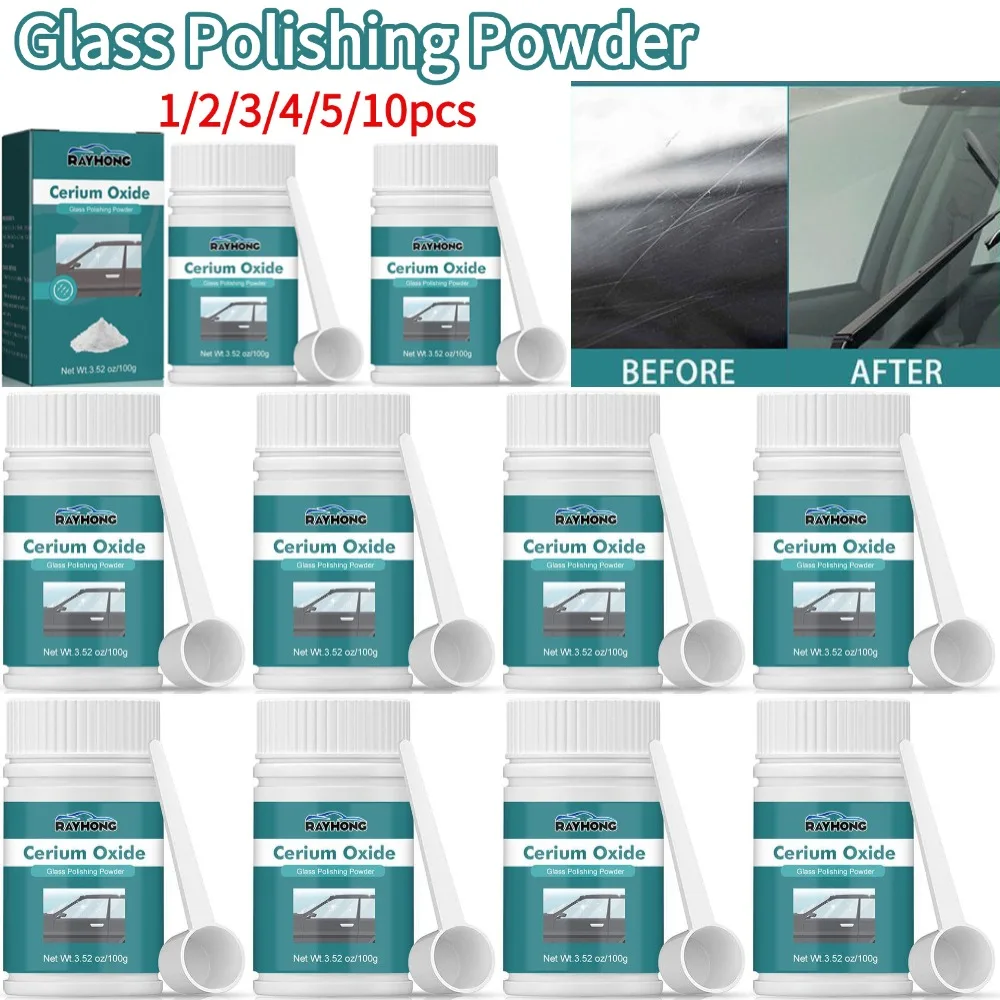100 جرام مسحوق تلميع الزجاج للسيارات نوافذ السيارات مزيل الخدش الزجاج تلميع خدش إصلاح مسحوق إزالة الخدوش