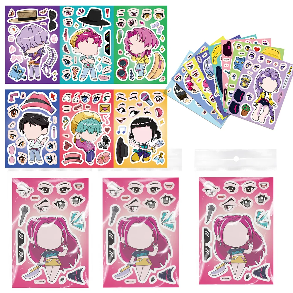 8/16 ورقة Kpop شيطان هنتر الكرتون الشارات مقاوم للماء DIY بها بنفسك سكرابوكينغ القرطاسية DIY بها بنفسك سجل القصاصات لطيف ملصق الهدايا