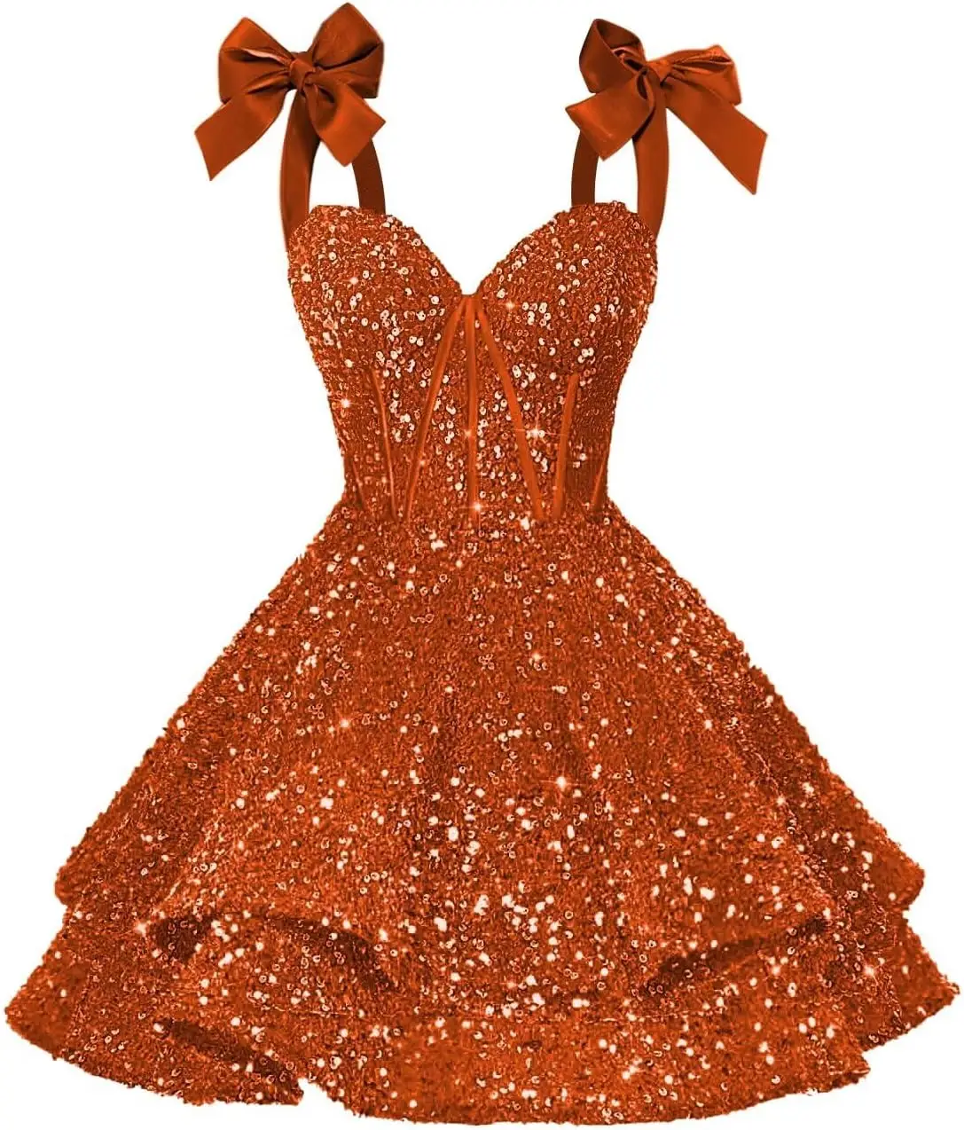 burnt orange hoco dresses burnt orange homecoming dress Orange Sequin Lace Short Homecoming Dresses MD092505 Dressmeet