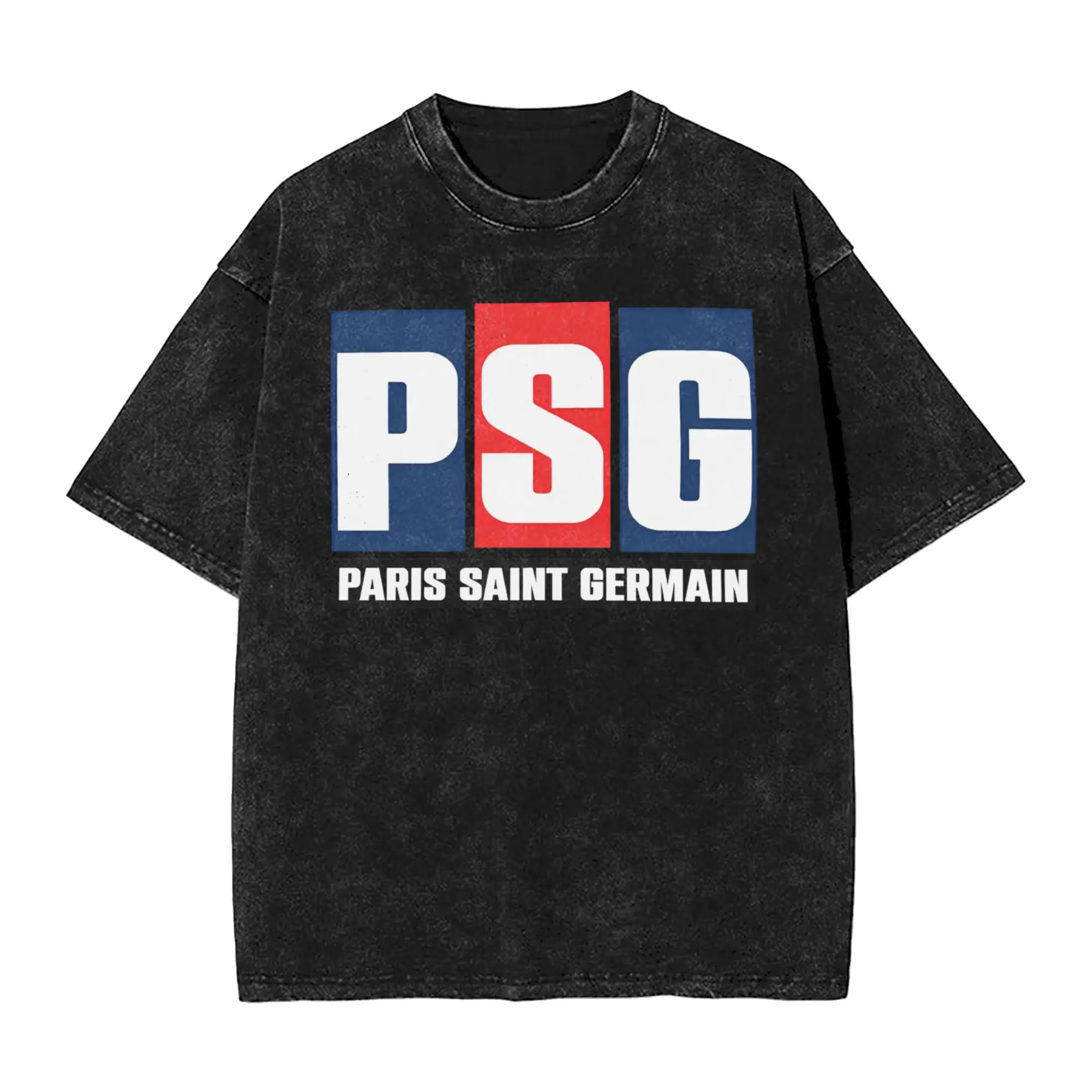 تي شيرت هاراجوكو تي شيرت بأكمام قصيرة بلايز عتيقة بشعار PSG صيفي قطني مريح كبير الحجم تي شيرت