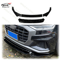 4Pcs Car Front Bumper Lip High Quality ABS Spoiler Glossy Black Body Kit For Audi Q8 S line Sportback 2018 2019 2020 2021 2022