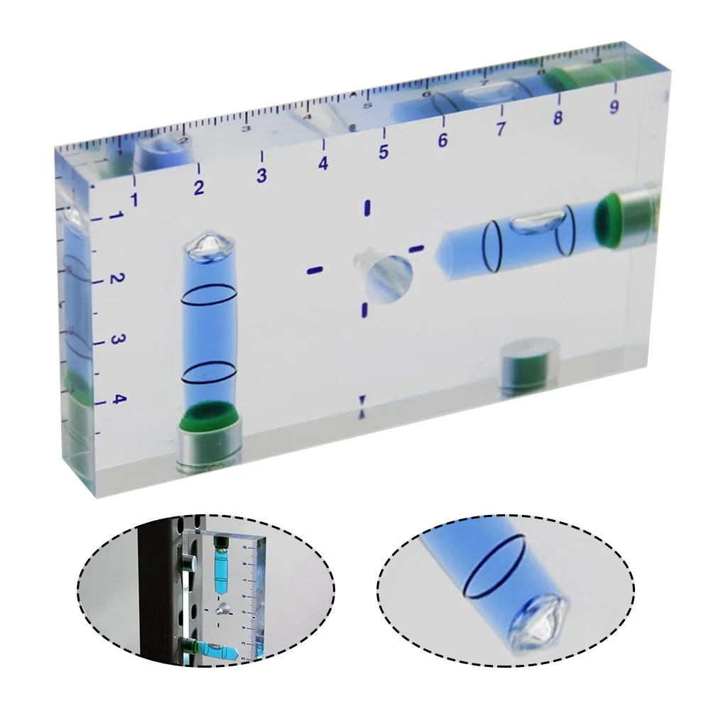 High Precision Transparent Two Direction Magnetic Level Bubble Level 95x51x13mm T-type Level Gauge Magnetic Bubble Industrial