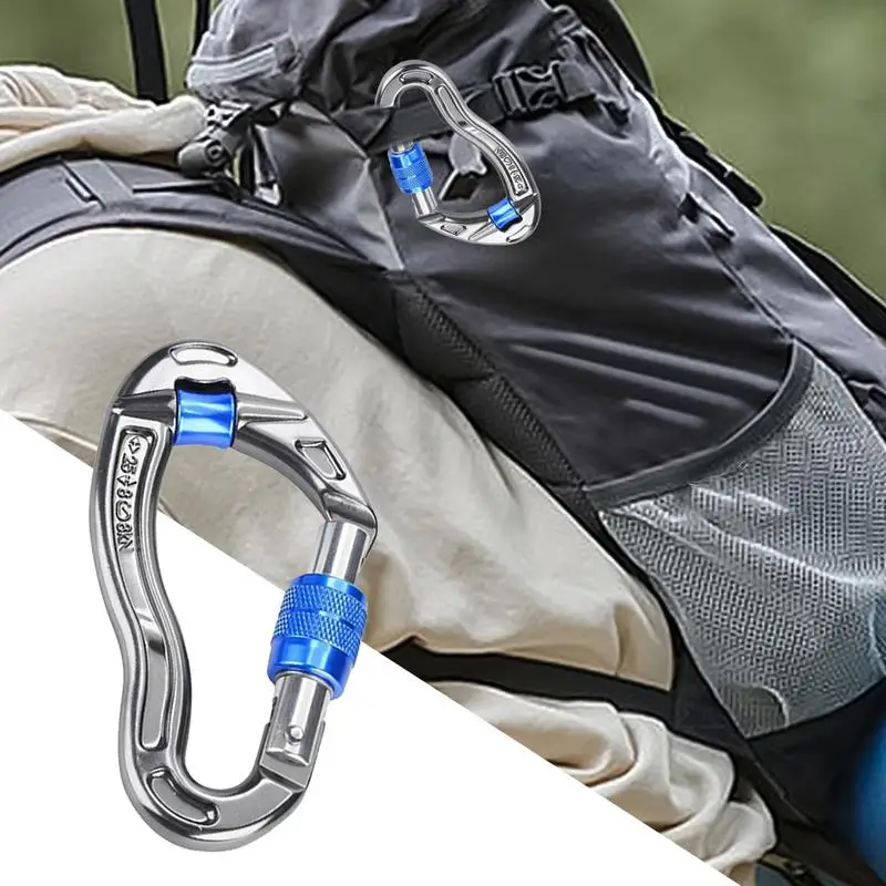 

Outdoor Professional Rock Climbing Carabiner Heavy Duty Carabiners Clips 25kN Lock D-shape Safety Buckle For Keys Tools