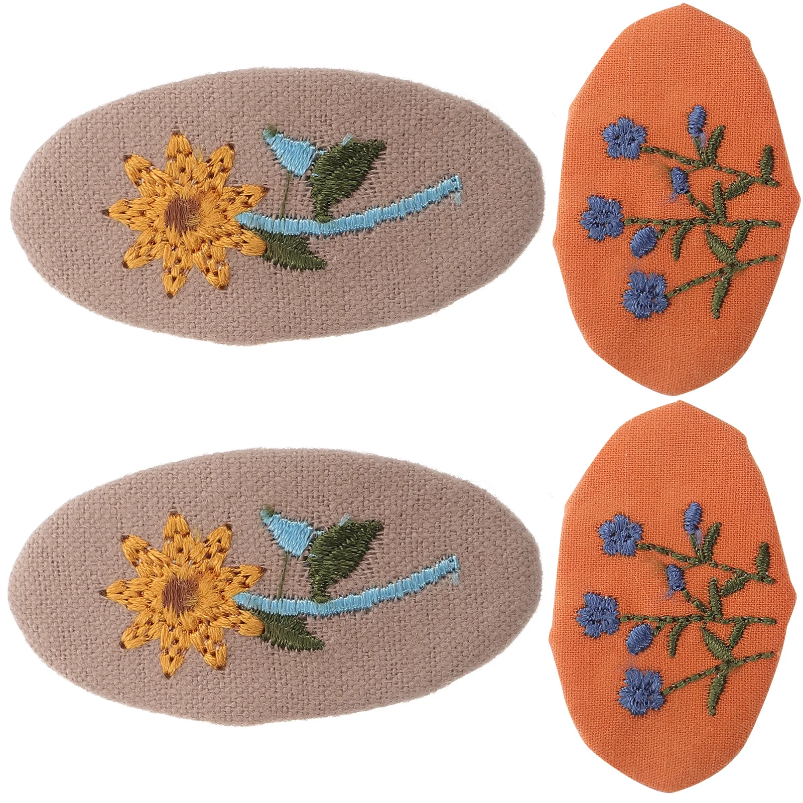 

2 пары заколок для волос с цветочным принтом, тканевые заколки в винтажном стиле для женщин и девочек, идеально подходят для шапок, сумок и одежды