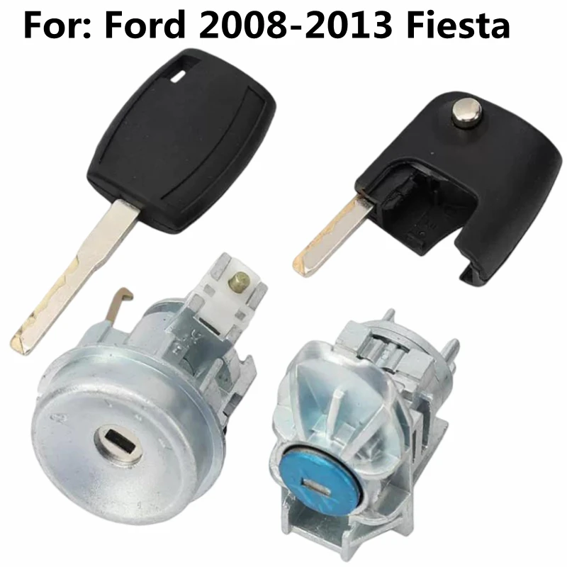 Full Car Lock Cylinder Set Ignition Switch Door Lock Core Barrel Kit For Ford 2008-2013 Fiesta With 2Pcs Key