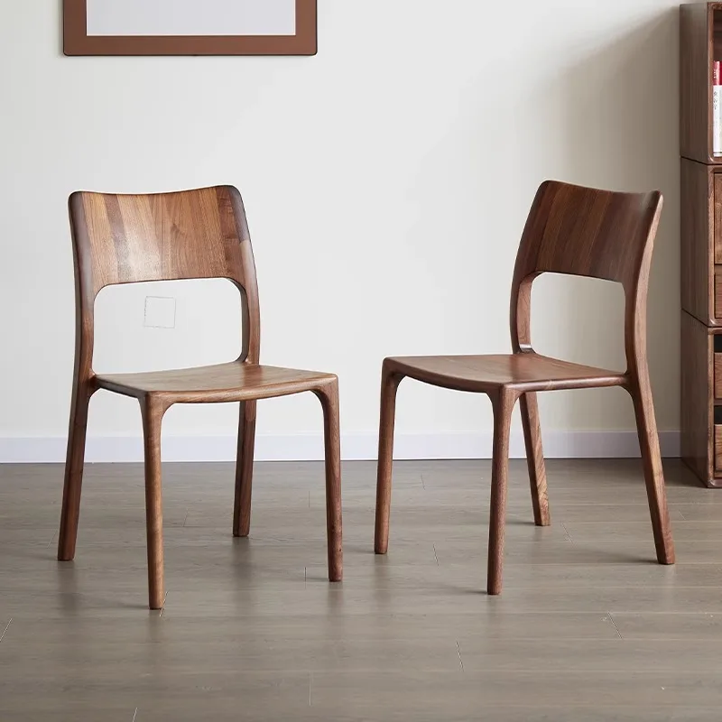 Nordic solid wood dining table dining chair North American black walnut schuck chair mortise and tenon simple home backrest chai