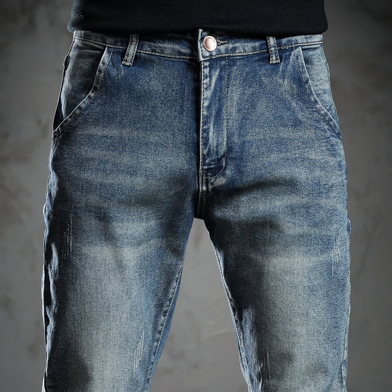 High Quality Blue Skinny Jeans Men Spring Summer Slim Fit Denim Jeans Men Cotton Stretch Denim Pants Cowboy TP3608