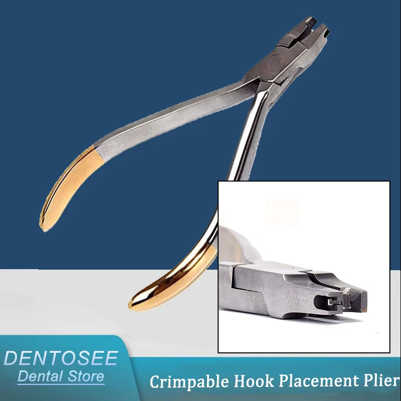 

Stainless Steel Dental Pliers with Free Hook Clamp - Orthodontic Forceps for Secure Crimpable Hook Placement