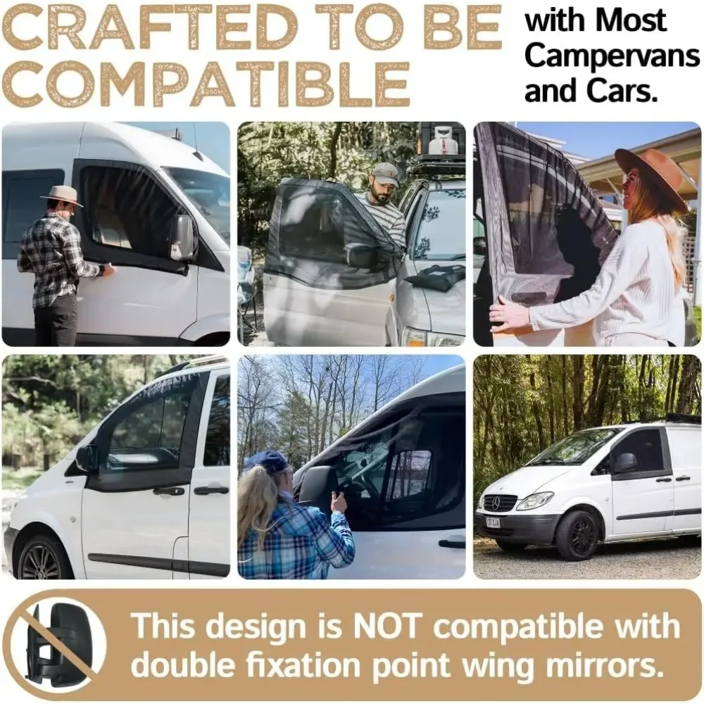 2Pcs Magnetic Car Door Window Bug Screen 106*74cm Universal Front‑Door Mosquito Net Screen for Camper Van Motorhome Caravan view 4