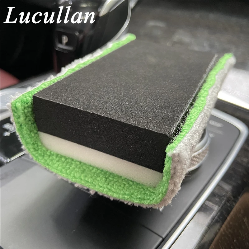 Lucullan Portable Ceramic Coating Applicators Thick Cloth+ Foam Block with Double Side Hook and Loop