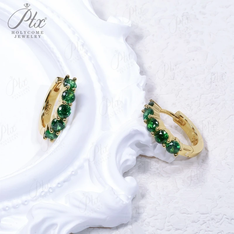 

Цветные серьги с пятью юанями, круглые муассанитовые серьги с выращенным в лаборатории изумрудом/рубином/сапфиром, стерлинговое серебро 925, гипоаллергенный модный подарок