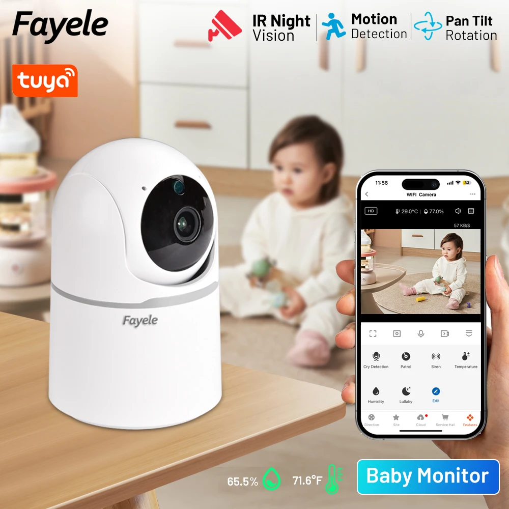 

Tuya WiFi 4MP HD Video Baby Monitor 2 Way Audio Home Security Wireless Surveillance IP PTZ Camera Human Auto Tracking Babysitter