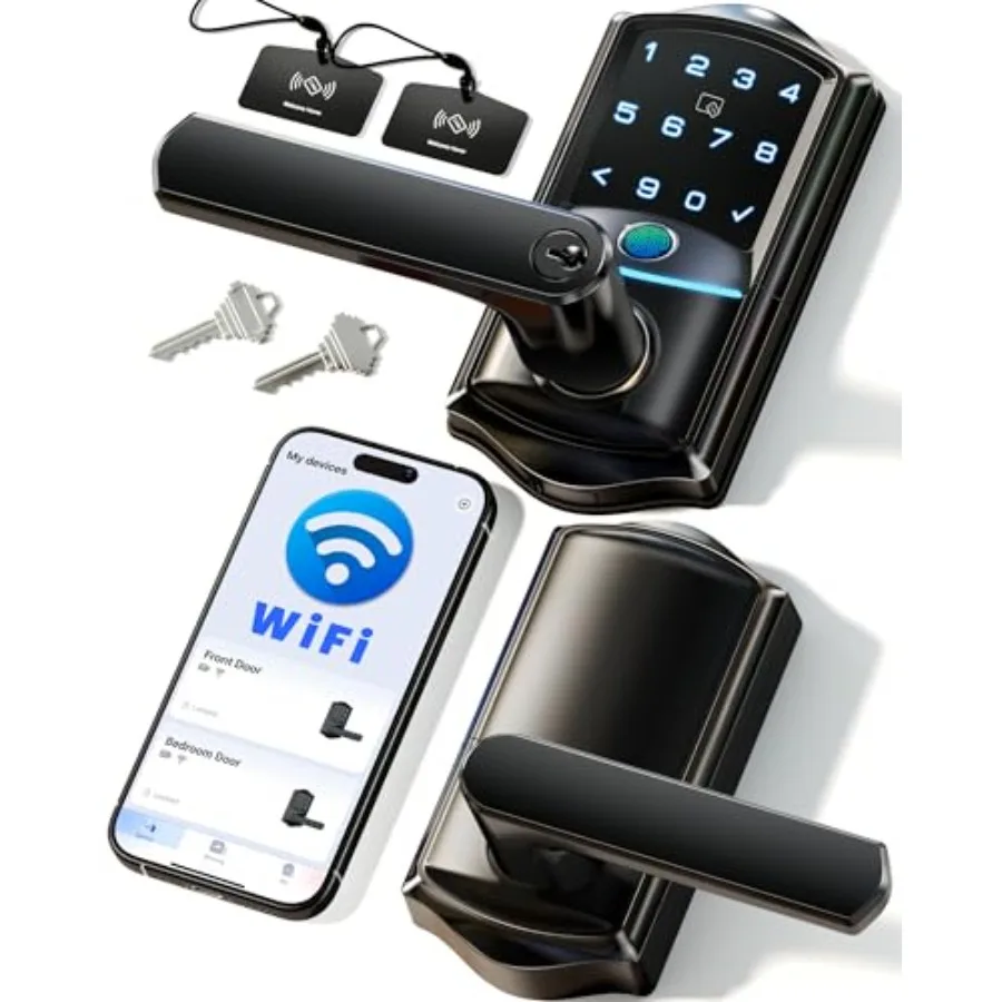 

Умный дверной замок VE029 с Wi-Fi, отпечатком пальца, без ключа, с ручкой, встроенным Wi-Fi, дистанционным управлением через приложение, электронный цифровой