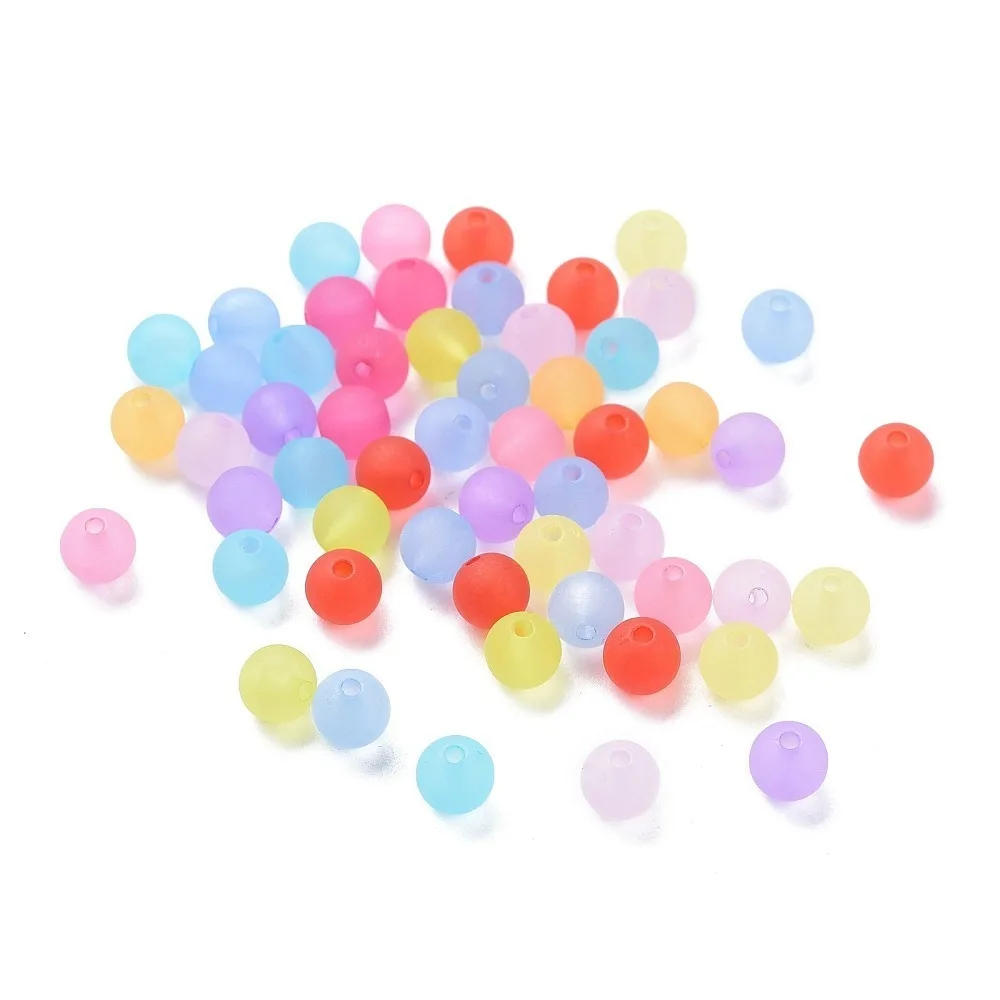 

500gs Transparent Acrylic Ball Beads Frosted style Round Mixed color 6mm Hole: 1mm about 4200pcs/500g