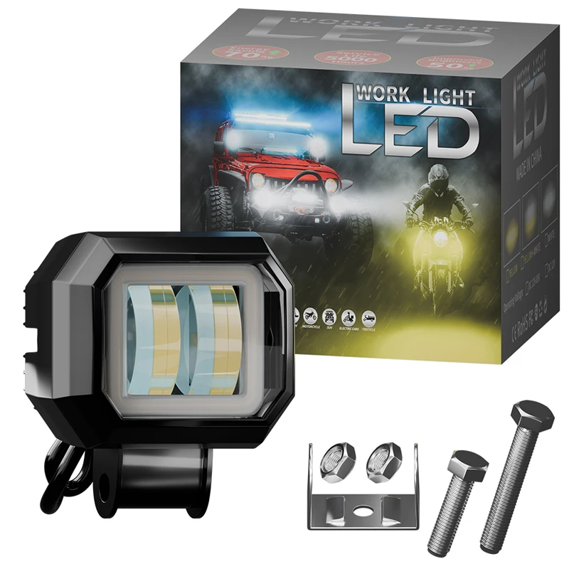 3 Inch Work led light bar Square Car Headlight For Moto Jeeps SUV off road Angel Eyes Driving Lights motorcycle car accessories