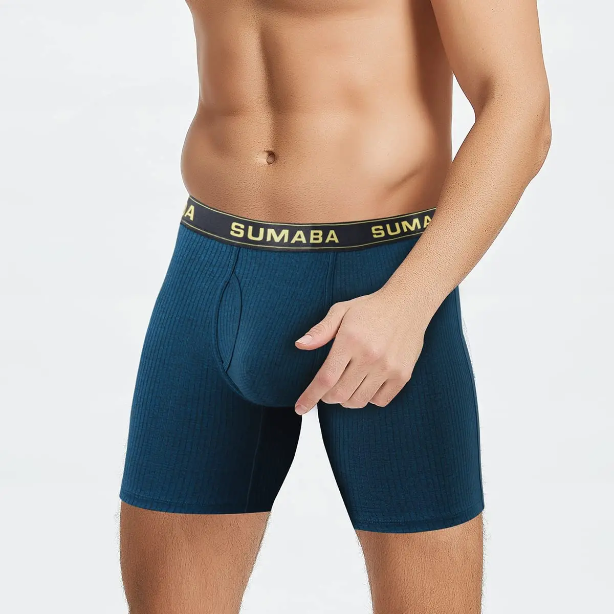 Boxer confortable et respirant pour homme, 1 pièce, culotte en Nylon solide à longues jambes