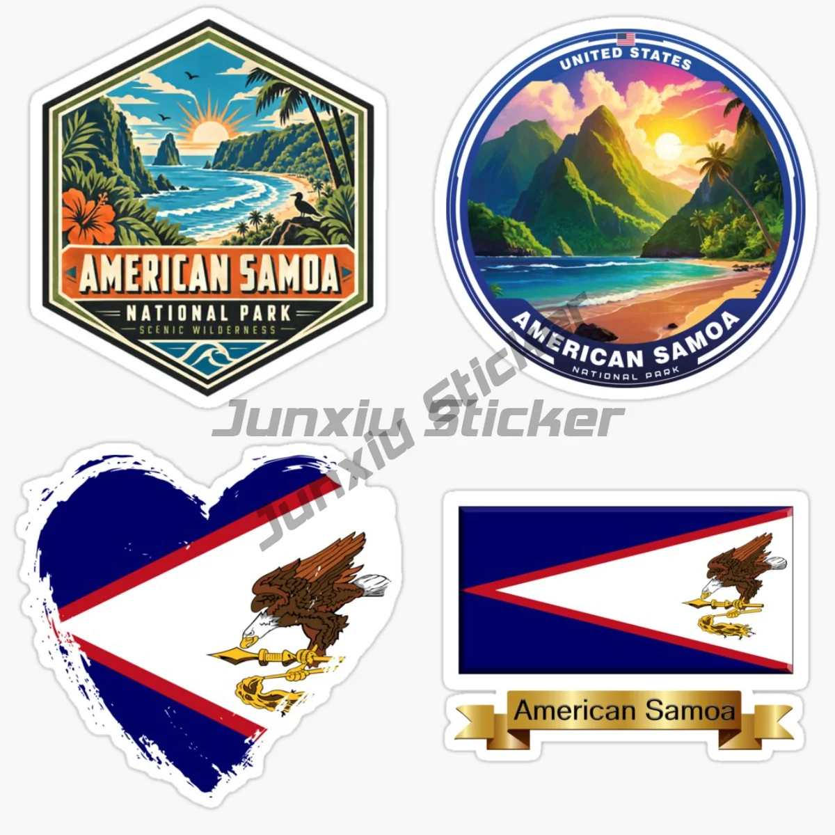 Adesivo de vinil autocolante e impermeável com a bandeira da SAMOA AMERICANA, ideal para carros, motocicletas, capacetes, portas traseiras e paredes, 