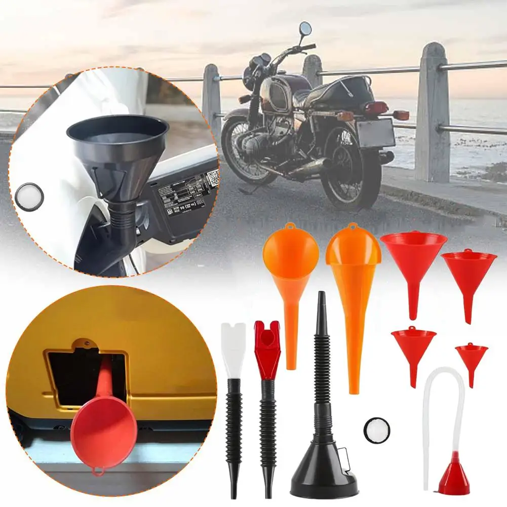 Car Long Stem Funnel Oil Fuel Filling Tools Motorcycle Anti Refueling Oil Plastic Funnel Auto Tools Accessories Tool
