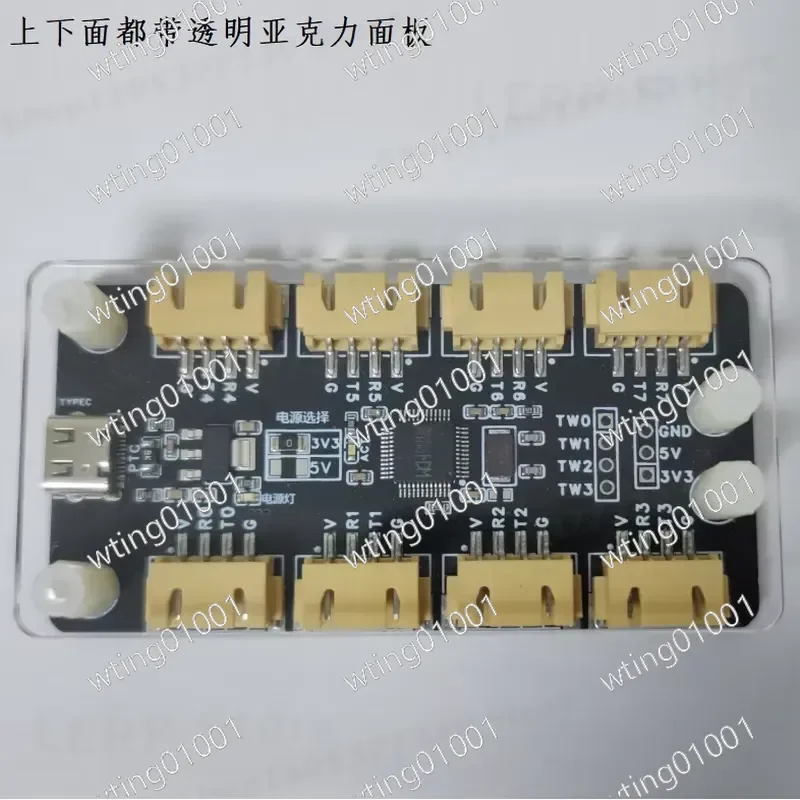 for CH348 8 Channel USB to TTL Serial Module Type C UART Expansion Board Multi Port Converter Hub