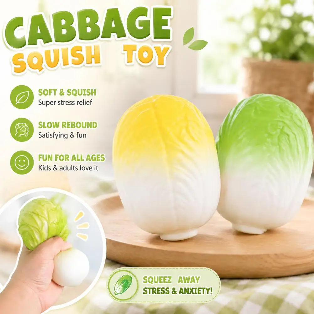 Chinese Cabbage Squishy TPR Squeeze Toy Simulation Vegetable Sensory Stress Anxiety Relief Office Desk Decompression Gifts 2026