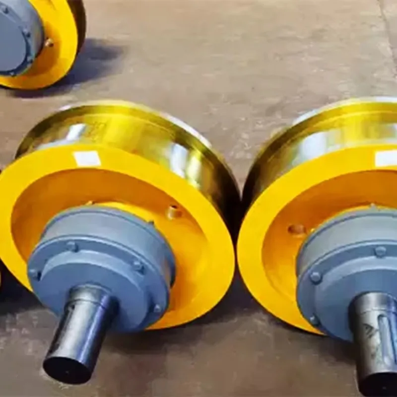 China Crane Factory Single And Double Flange Crane Rail Wheels Forged Steel Wheel With Shaft DRS Wheel Block
