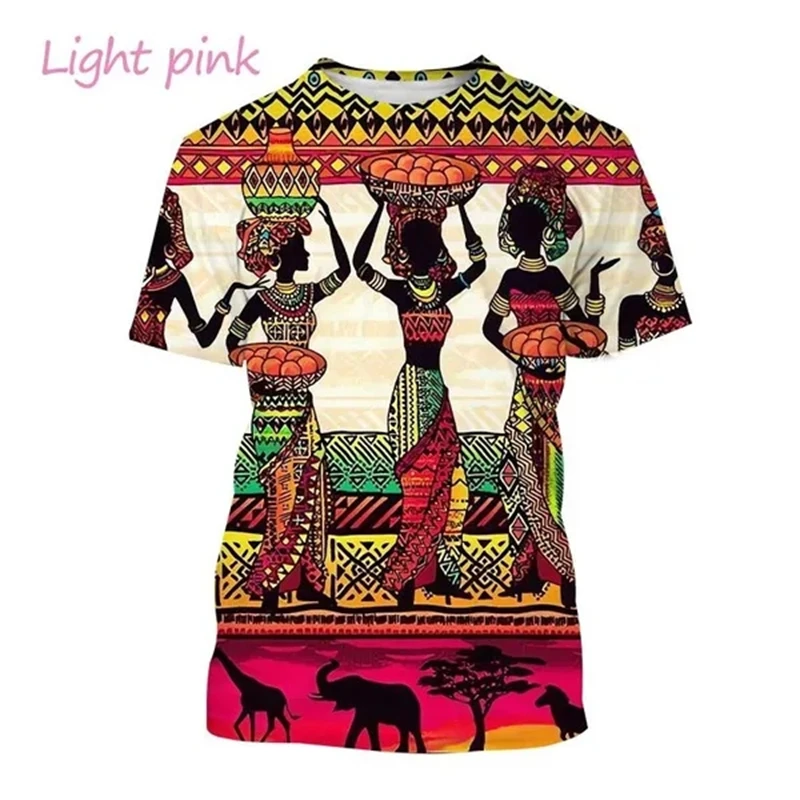 New Arrivals African Men\'s Women\'s Short Sleeve 3D T-Shirt Best Selle Ethnic Style Print Graphic Fashion Street Personality Tee