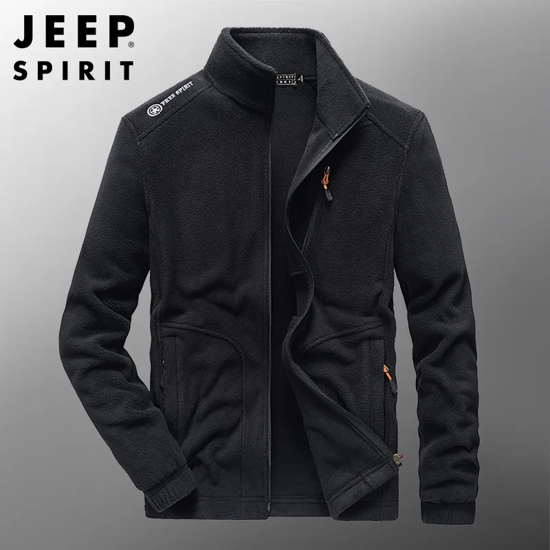 JEEP SPIRIT maglione cardigan urbano moda uomo autunno nuovo pile polare sciolto sportivo casual caldo ricamato giacca con colletto alla coreana