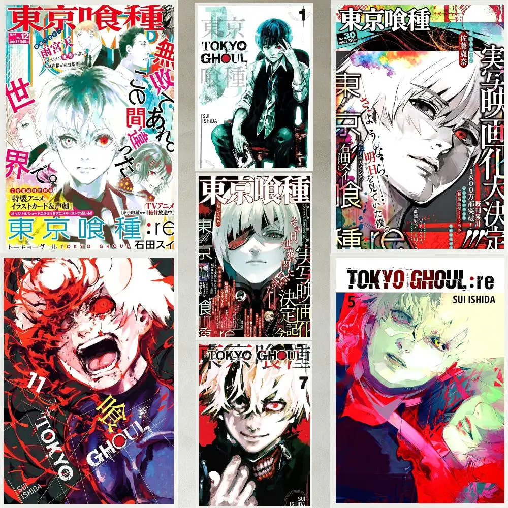 anime Tokyo Ghoul Poster Poster HD Waterproof Self-adhesive Art Print Wall Decor for Bedroom Living Room Gift
