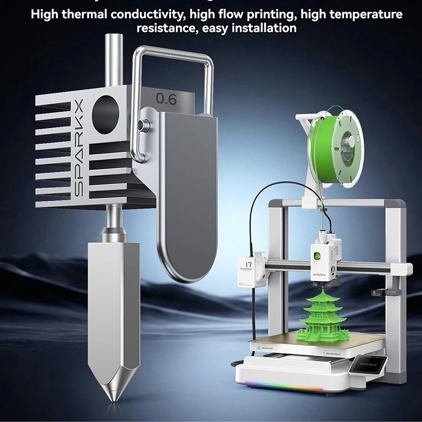 Integrated Hot End Kit 0.2mm 0.4mm 0.6mm 0.8mm Nozzle+Heating Block+ Silicone Sleeve for SPARKX i7 3D Printing Accessories