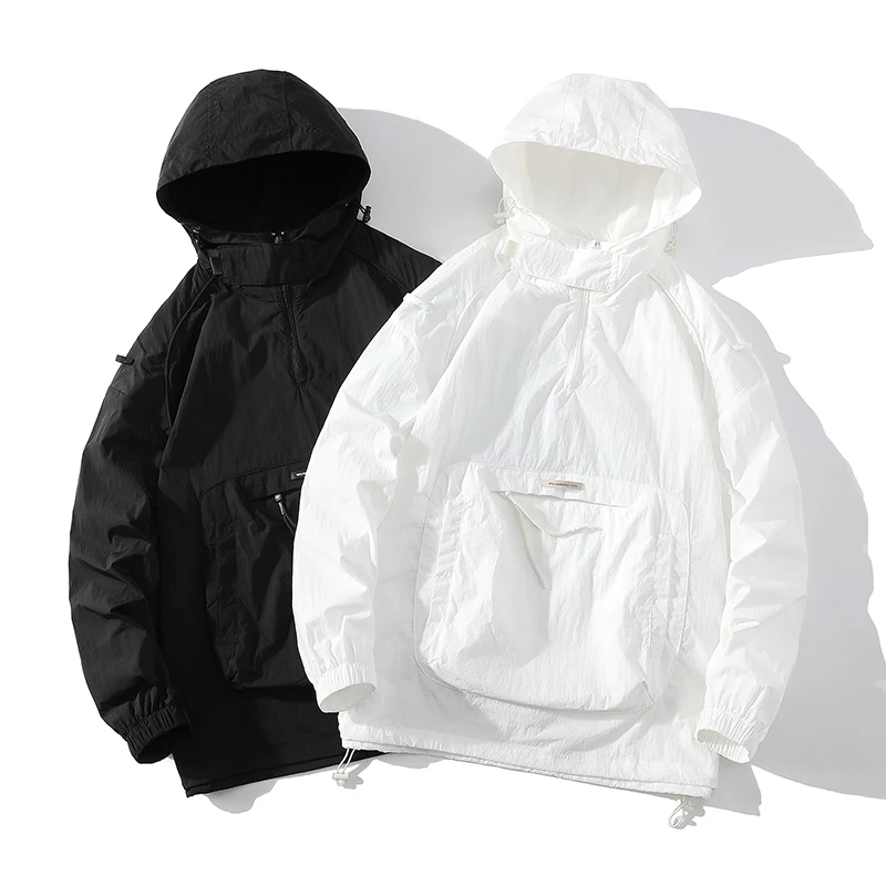 

Мужская летняя тонкая солнцезащитная одежда из ледяного шелка с капюшоном на липучке, длинный рукав, прохладная, высококачественная, для активного отдыха