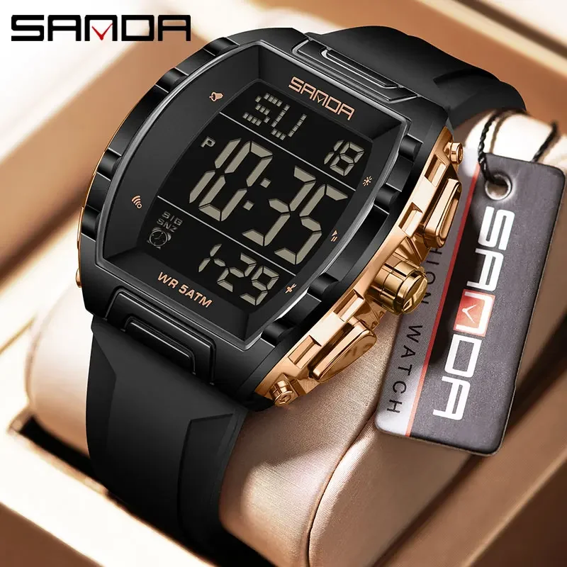 

SANDA новые модные роскошные мужские спортивные электронные часы водостойкий календарь обратного отсчета ночник светодиодные цифровые мужские наручные часы