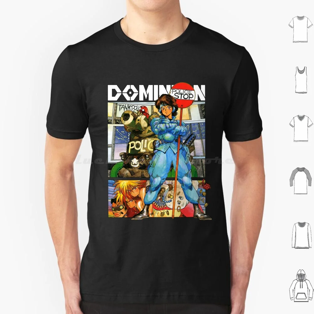 T-Shirt große Größe 100% Baumwolle 80er Jahre achtziger Jahre Dominion Tank Polizei Anime Manga lustige Humour Geek Nerd Retro Vintage Buch Films piele