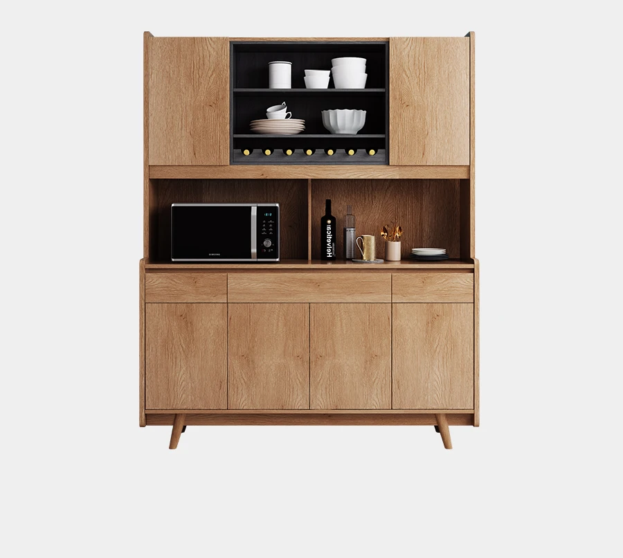 Nordic solid wood sideboard , high cabinet, kitchen storage , storage cabinet, multi-functional wine cabinet, bowl cabinet