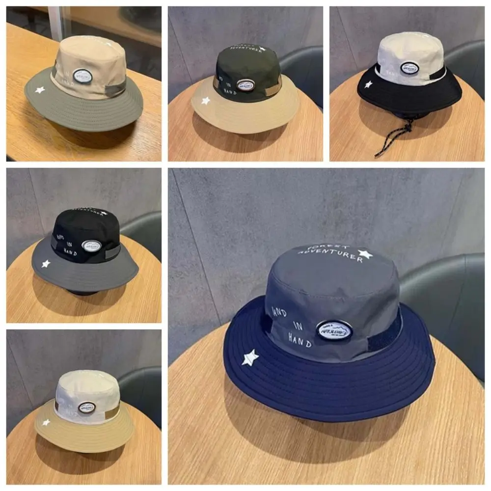 تنفس الأطفال صياد قبعة التباين اللون إلكتروني التطريز الاطفال غطاء دلو لينة الكورية نمط سريعة الجافة قبعة الشمس الشاطئ #5