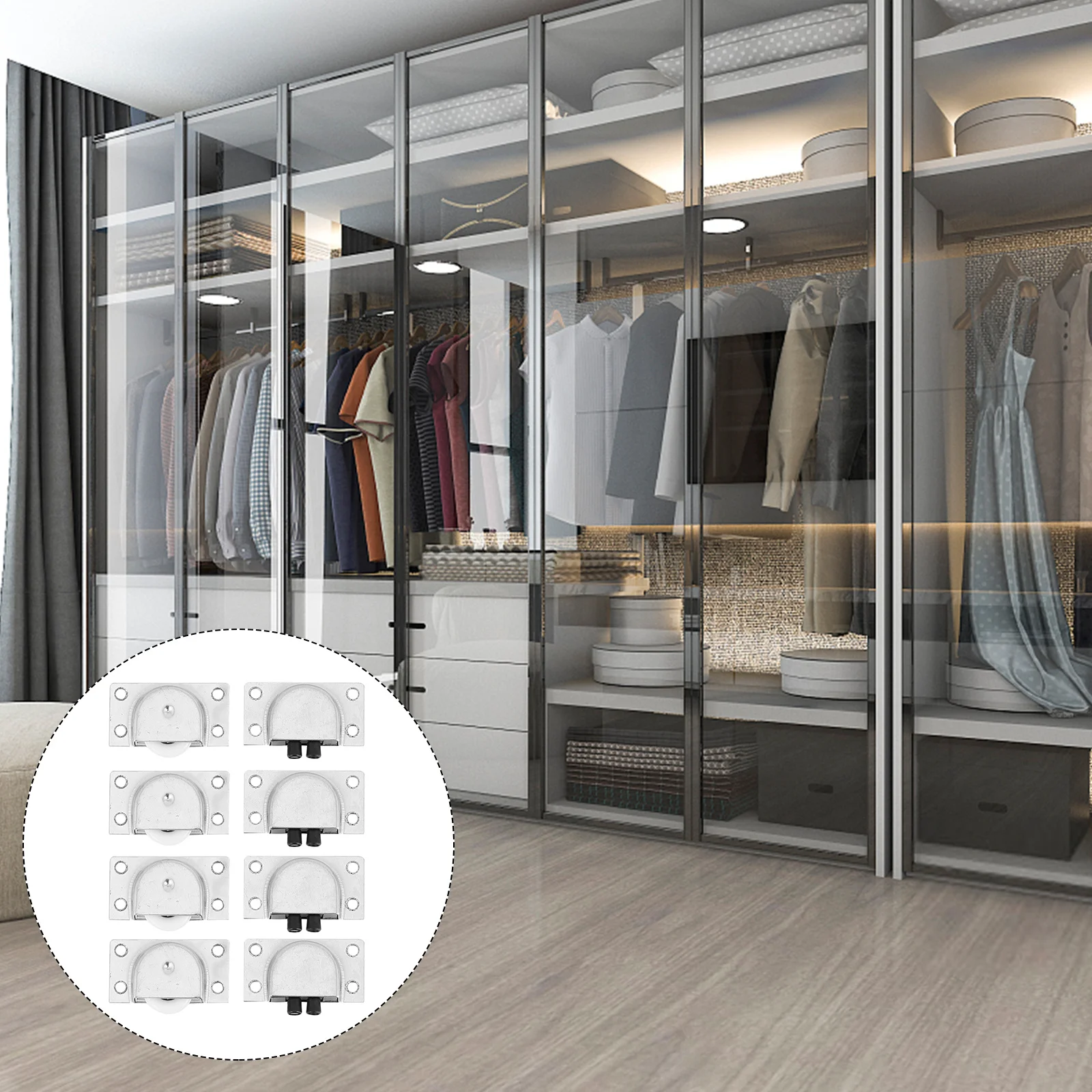 

Sliding Door Roller Stainless Steel For Wardrobe Cabinet Buffer Limiter Silent Bearing Pulley Lightweight Furniture