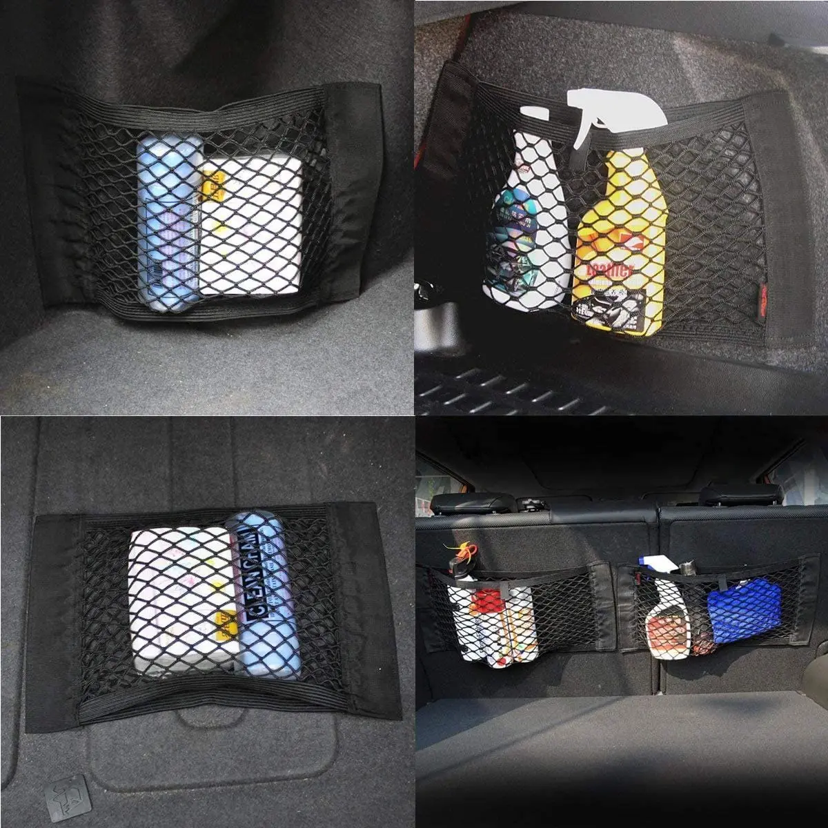 Multifunction Car Oxford Cloth Storage Bag Organizer Car Rear Seat Double-deck Elastic String Net Magic Pocket Auto Accessories