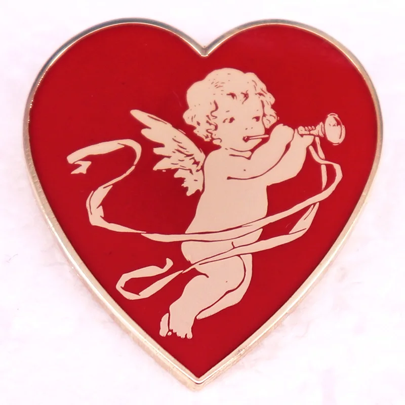 Insignia de corazón de Ángel Cupido de amor, Pin de esmalte de San Valentín, broche de joyería, mochila, decoración, regalo del Día de San Valentín