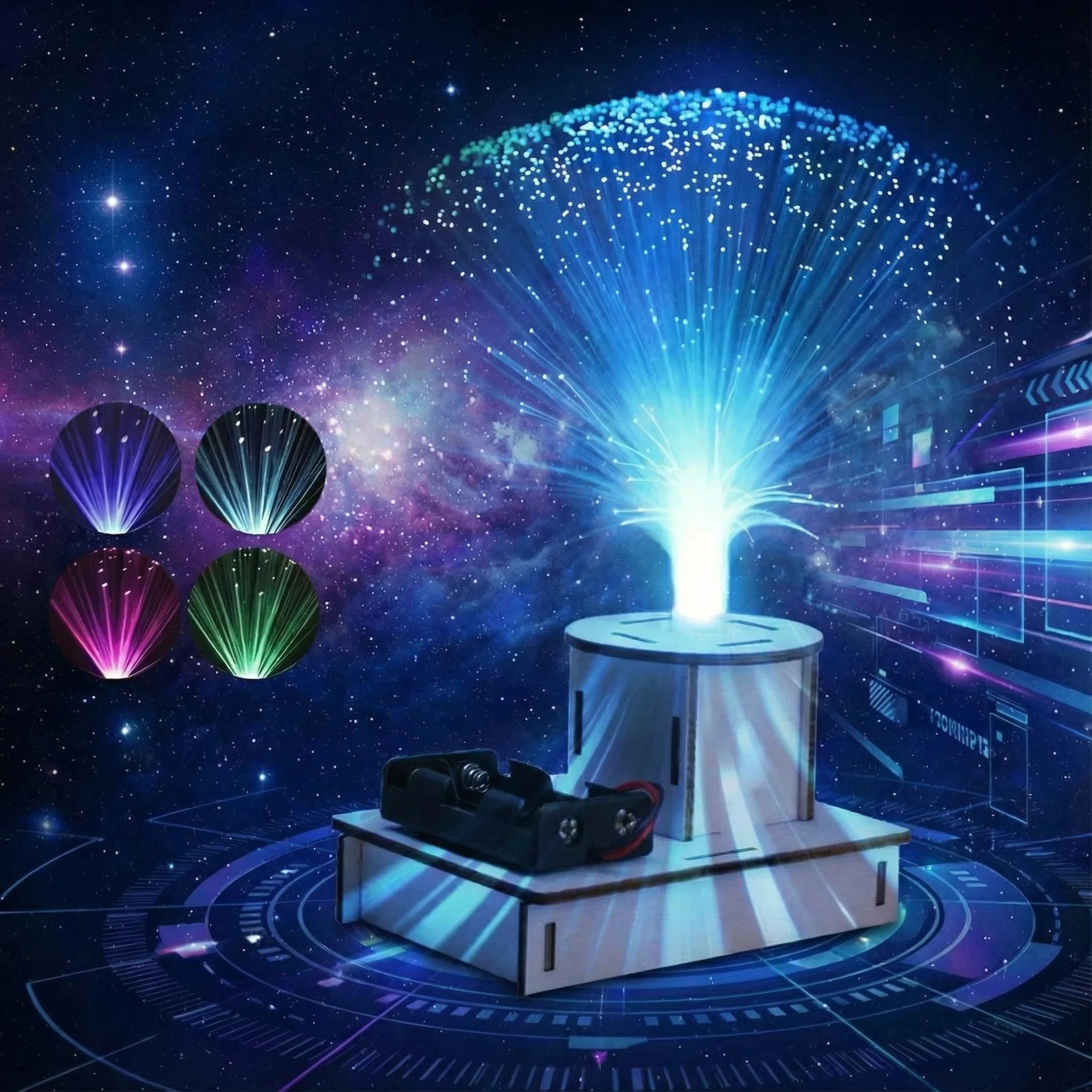 

DIY wooden Colorful Fiber Optic Lamp Kit STEAM Toys Science school Experiment Handmade Puzzle Toy Inventionfor Kids Gift