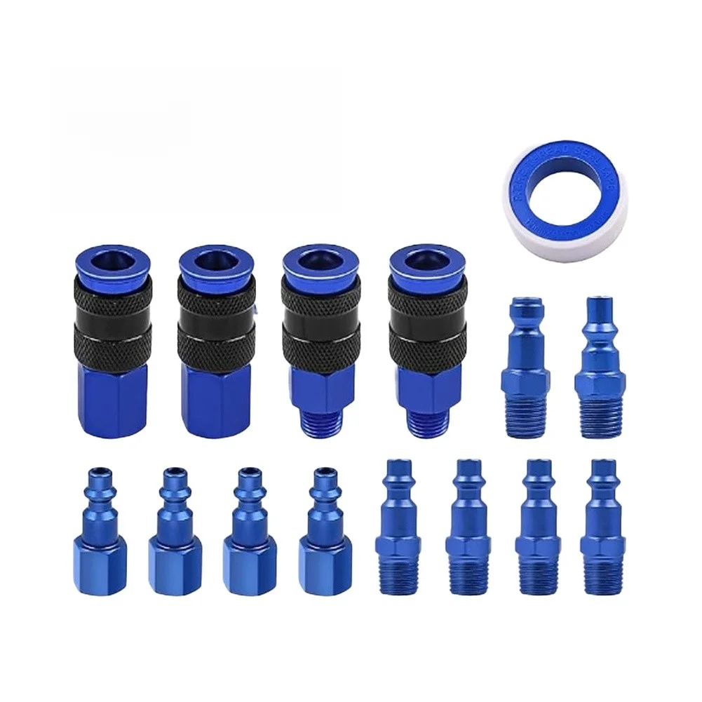 15 Piece 1/4 NPT Aluminum Quick Connect Air Couplers for For pneumatic Tools Air Compressors and Industrial Air Connection
