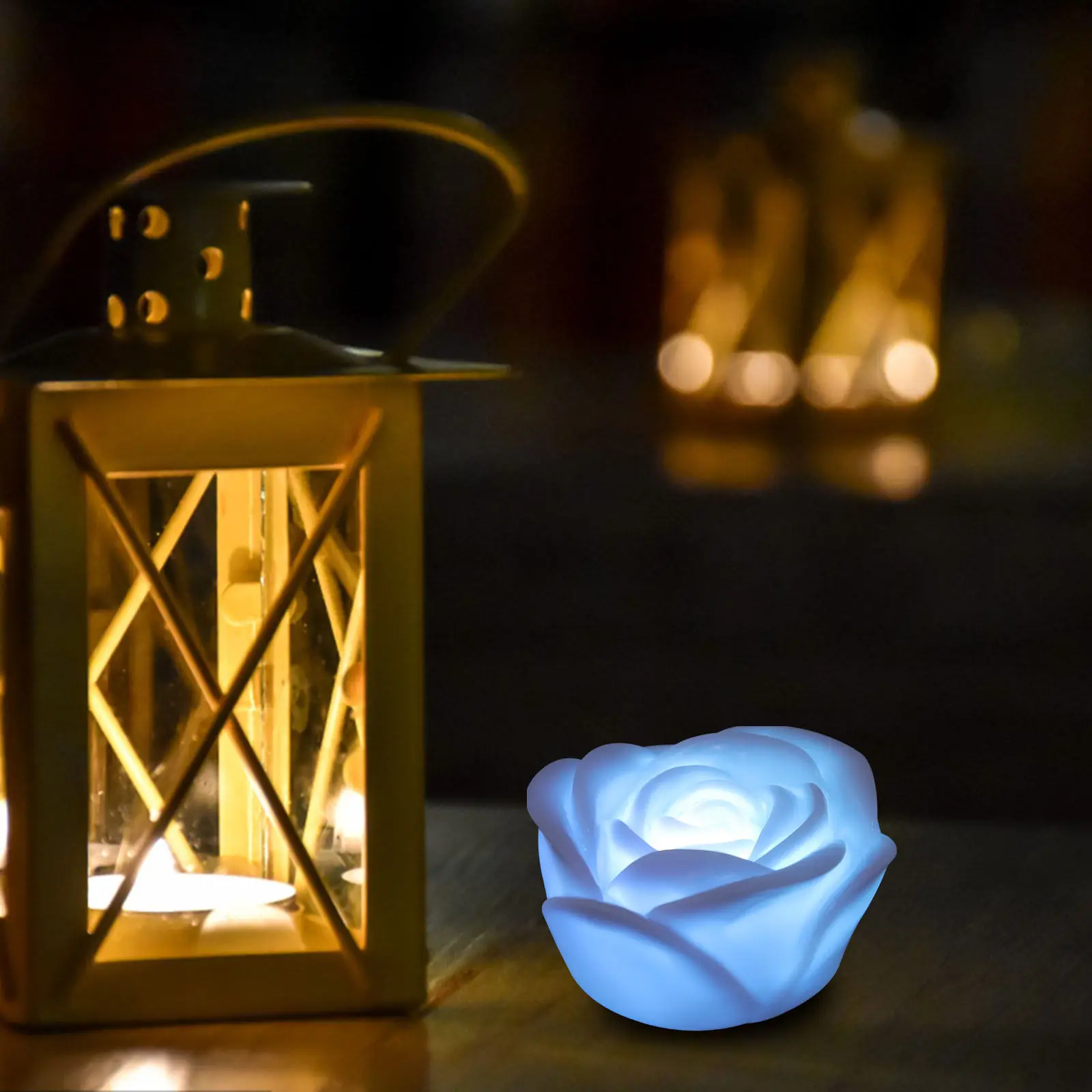 

5Pcs Simulated Rose LED Lights 7 Colors Changing Operated Soft Plastic Romantic Floral Night Lights for Wedding Party