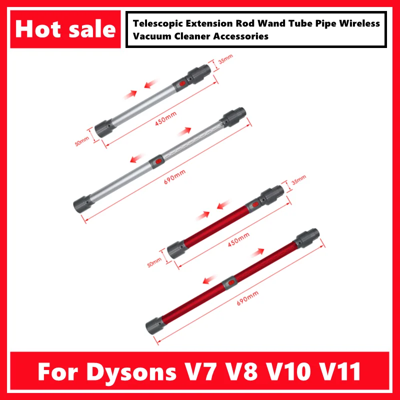 Telescopic Extension Rod Wand Tube Pipe For Dysons V7 V8 V10 V11 Wireless Vacuum Cleaner Accessories