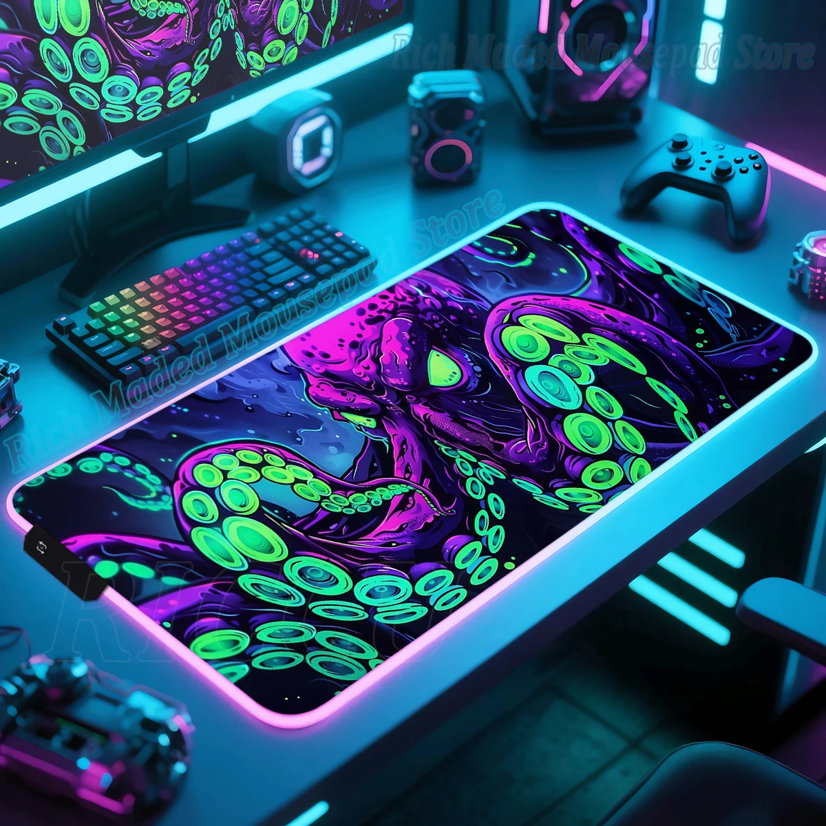

Большой коврик для мыши RGB XXL Gaming Punk Mousepad Светодиодный коврик для мыши Octopus Gamer Коврики для мыши Настольные коврики Коврики для клавиатуры ПК Коврики с подсветкой Настольный коврик