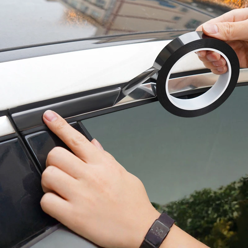 

66-метровая ярко-черная защитная наклейка для окон автомобиля, декоративная полоса для защиты кромки двери от царапин, хромированный стильный декор