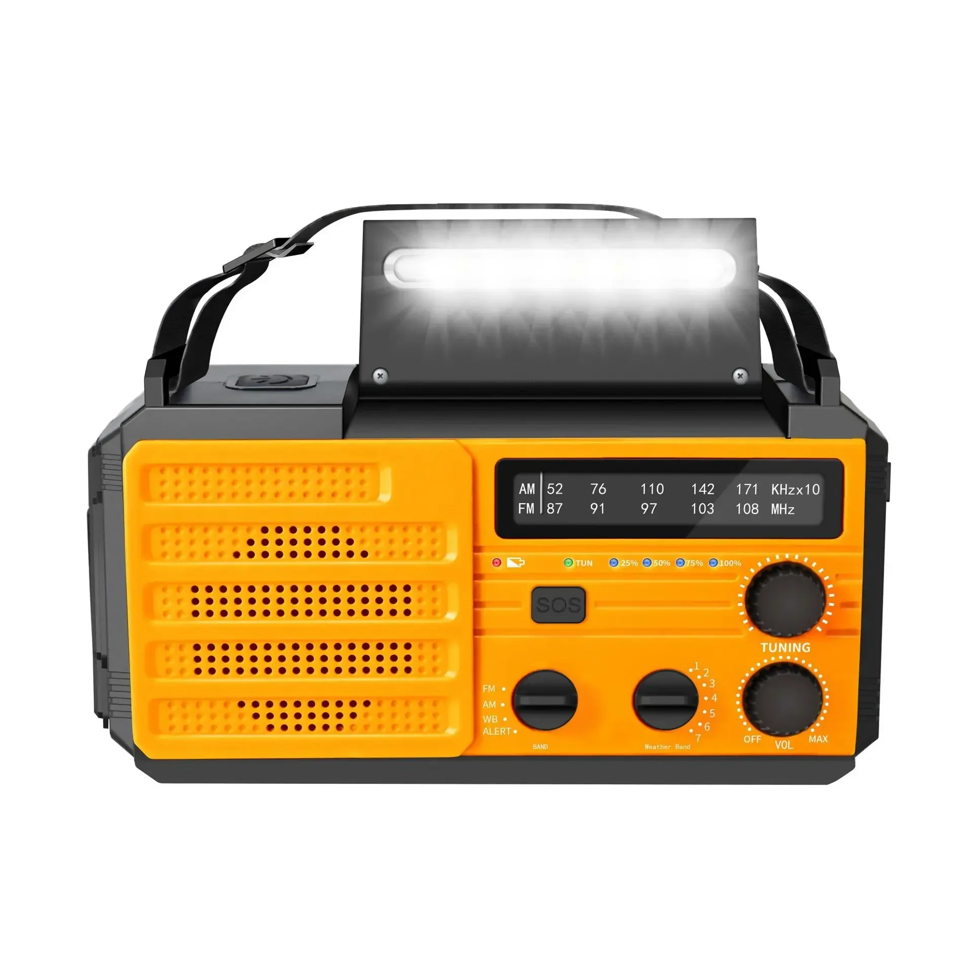 Radio Solar multifuncional, dispositivo de carga manual, portátil, de emergencia, cargador para exteriores, 2024