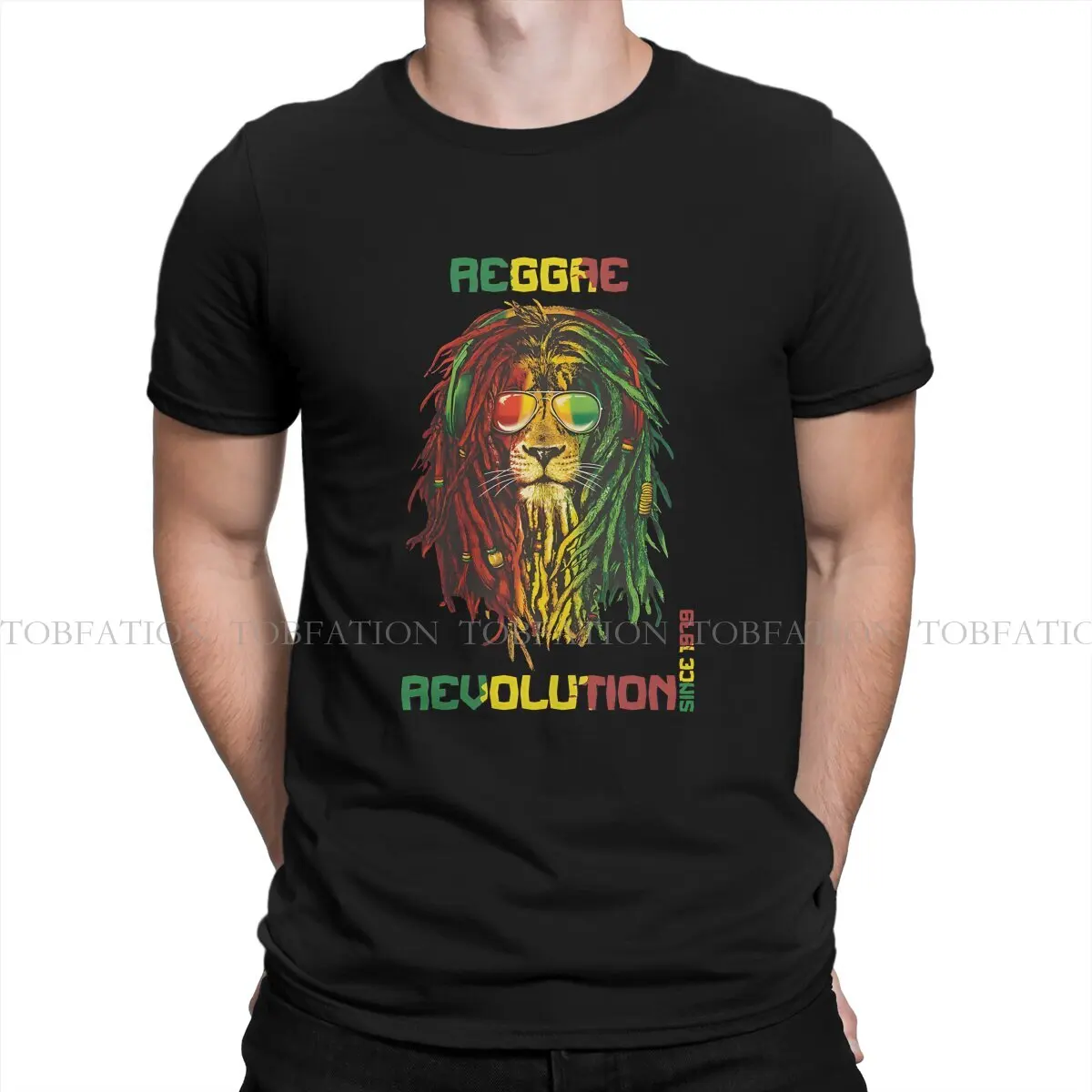 Reggae Revolution Rasta Lion Round Collar TShirt Reggae Music Pure Cotton Fabric T Shirt Man's Clothes New Design Oversized